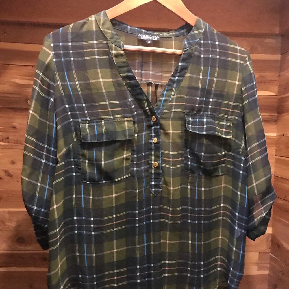 Sheer plaid blouse